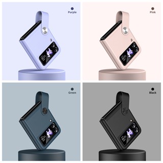 เคสโทรศัพท์ แบบยืดหยุ่น พร้อมสายคล้องมือ สําหรับ Samsung Z Flip4