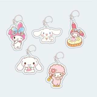 Kawaii พวงกุญแจอะคริลิค สองด้าน จี้รูปการ์ตูน Sanrio My Melody Cinnamoroll น่ารัก สําหรับห้อยกระเป๋าเป้สะพายหลัง