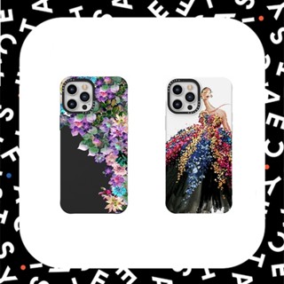 Casetify เคสโทรศัพท์ซิลิโคน TPU แบบนิ่ม ลายภาพวาดสีน้ํามัน รูปเด็กผู้หญิง และดอกไม้ สําหรับ iPhone 7 8 X XR XS 11 12 13 14 Plus Pro Max