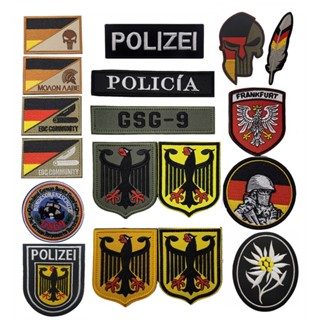 แผ่นแพทช์ ปักลาย German Eagle Shield Morale Badge gsg9 Edelweiss Patch Velcro Badge สไตล์เยอรมนี สําหรับติดตกแต่งปลอกแขน