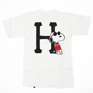 [พร้อมส่ง] เสื้อยืดแขนสั้น ผ้าฝ้าย พิมพ์ลาย HUF Snoopy Big H ทรงหลวม สําหรับผู้ชาย และผู้หญิง