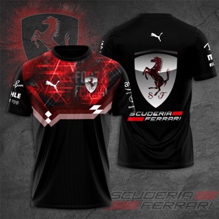 F1 เสื้อยืดแขนสั้น พิมพ์ลาย Scuderia Ferrari Racing Teams 3D แฟชั่นฤดูร้อน สําหรับเด็ก