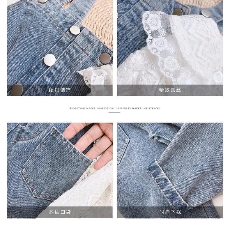 🔥 เอี๊ยมรุ่นใหม่ล่าสุด 🔥 เอี๊ยมยีนส์เด็กกระดุมเงินแฟชั่นสุดจ๊าบกระดุมโชว์ด้านหน้า4เม็ด สายปรับได้2ระดับ - รูปที่ 3