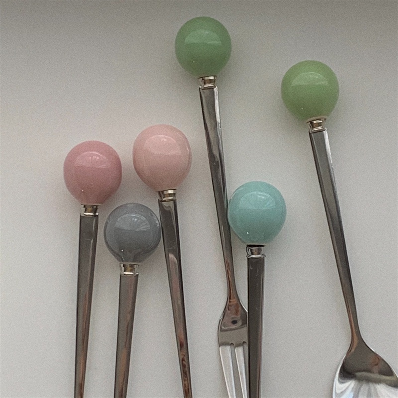 HERA ชุดช้อนส้อม สแตนเลส ช้อนกาแฟ ที่จับเซรามิก Stainless Steel Cutlery Ceramics Handle Spoon Fork Coffee Spoon Tableware