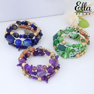 Ellastore123 สร้อยข้อมือ ประดับลูกปัดคริสตัล สีเขียวขุ่น สไตล์วินเทจ สําหรับผู้หญิง นักเรียน