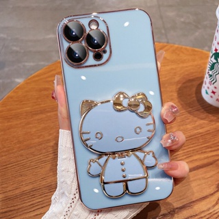 เคสโทรศัพท์สําหรับ iPhone 14 Plus 13 Pro Maxมือถือนิ่ม กันกระแทก ปิดด้านหลัง ลายเฮลโลคิตตี้ หรูหรา