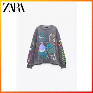 Zara เสื้อกันหนาว พิมพ์ลาย แฟชั่นฤดูใบไม้ร่วงและฤดูหนาว สําหรับผู้หญิง 1131872 807