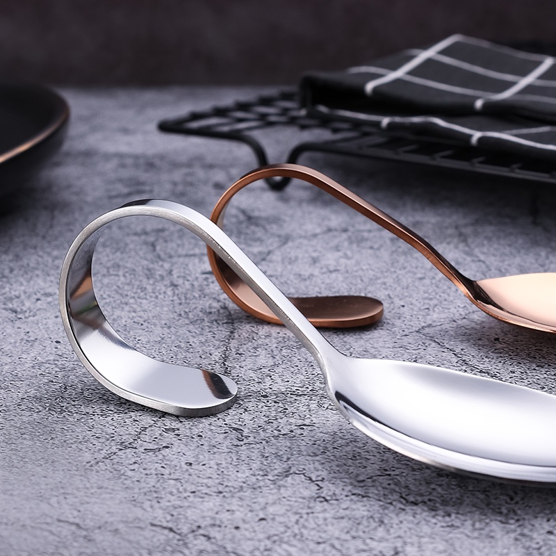 Katelv ช้อนสเตนเลส ด้ามจับงอ คุณภาพสูง สําหรับเสิร์ฟบุฟเฟ่ต์ - รูปที่ 3