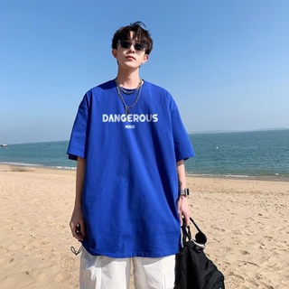 เสื้อยืดลําลอง แขนสั้น คอกลม พิมพ์ลายตัวอักษร โอเวอร์ไซซ์ สไตล์ฮิปฮอป สตรีท สําหรับผู้ชาย【M-5XL】