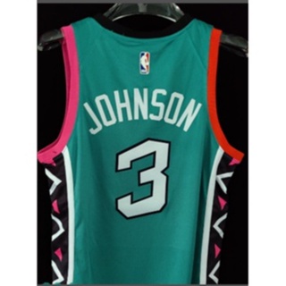 เสื้อกีฬาบาสเก็ตบอล ลายทีม nba San Antonio Spurs No.3 Johnson 2023 สีเขียว