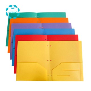 6 Pack Heavy Duty Plastic Two Pocket Folders, 2 Pocket Folder and 3 Hole, File Folders, 6 Colors