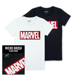 Marvel Women logo Flock Print T-Shirt - เสื้อมาร์เวลผู้หญิงพิมพ์กำมะหยี่ ผ้าไมโครบรัช สินค้าลิขสิทธ์แท้100% charact_03