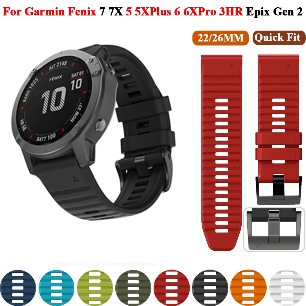 22mm 26mm Quick Fit สําหรับ Garmin Fenix 8 7 6 5 plus 47mm 51mm,instinct 2 3,Forerunner 955 965 745 935 945 3,Fenix 5X,7X,6X EPIX EPIX gen2 สายรัดข้อมือซิลิโคน