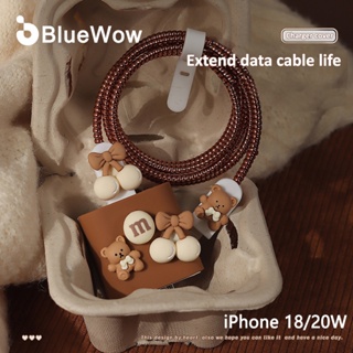 Bluewow ใหม่ เคสป้องกันสายชาร์จ ลายเชอร์รี่ และเด็กผู้หญิงน่ารัก สําหรับ Ip-18W 20W 11 12 13pro Ma