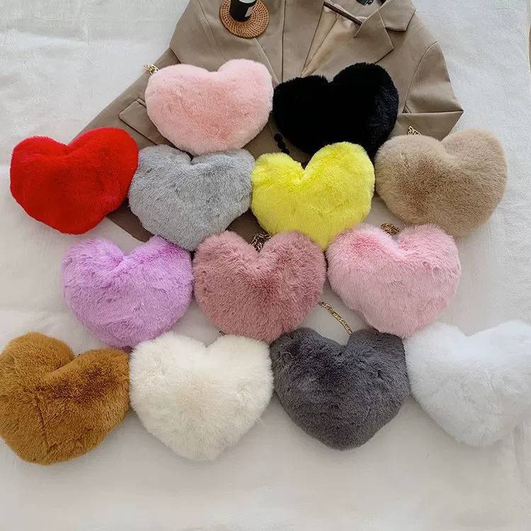 👩‍❤️‍👩KIDDEE👨‍👨‍👧‍👧กระเป๋าหัวใจขนนื่ม น่ารัก แฟชั่นหญิง สะพายข้างหรือถือได้ #BAG04