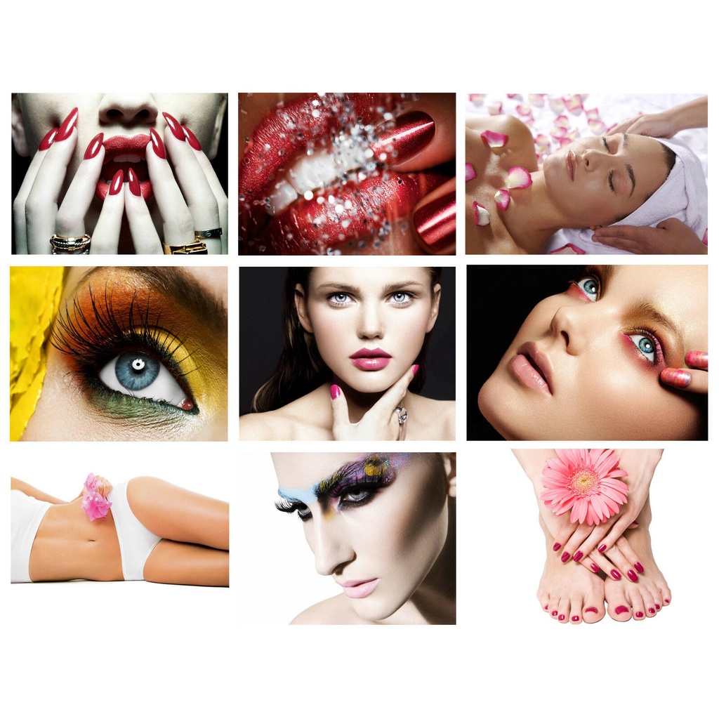 22 สไตล์เลือก BEAUTY SALON SPA TAN MAKE UP MANICURE PEDICURE GIANT Art พิมพ์ผ้าใบโปสเตอร์ Home Wall 