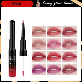 Dnm ใหม่ ลิปสติก ลิปกลอส เนื้อแมตต์ สองหัว 2 In 1 กันน้ํา ติดทนนาน