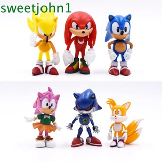 SWEETJOHN Movie Game Dolls Sonic Figure Kids Birthday Gift Kids Hedgehog Toy Tails Werehog Shadow Hedgehog PVC Figure Model Toy Cartoon Figurines Sound Sonic Figure Collectible Dolls Action Figures