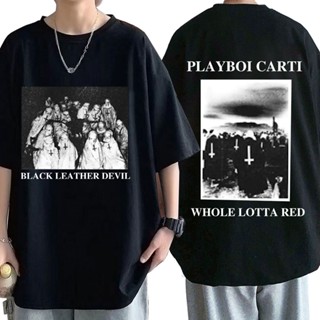 Toz5【พร้อมส่ง】เสื้อยืดแขนสั้น พิมพ์ลายแร็ปเปอร์ Playboi Carti Devil สไตล์ฮิปฮอป โอเวอร์ไซซ์ แนวสตรีท สีแดง