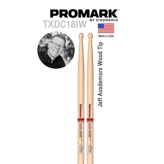 Promark™ ไม้กลอง รุ่น TXDC18IW Artist Series Jeff Ausdemore Hickory Wood Tip หัวไม้ ขนาดพิเศษ ** Designed &amp; Made in USA **