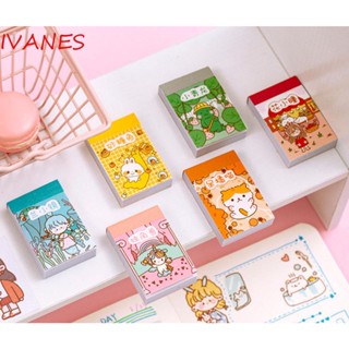 IVANES 50 pcs/set Mini Decorative Sticker Kawaii Stationery Sticker Memo Sticky Notes Gift Cute DIY Scrapbooking Photo Album Office School Marker Book Girl Diary Stickers