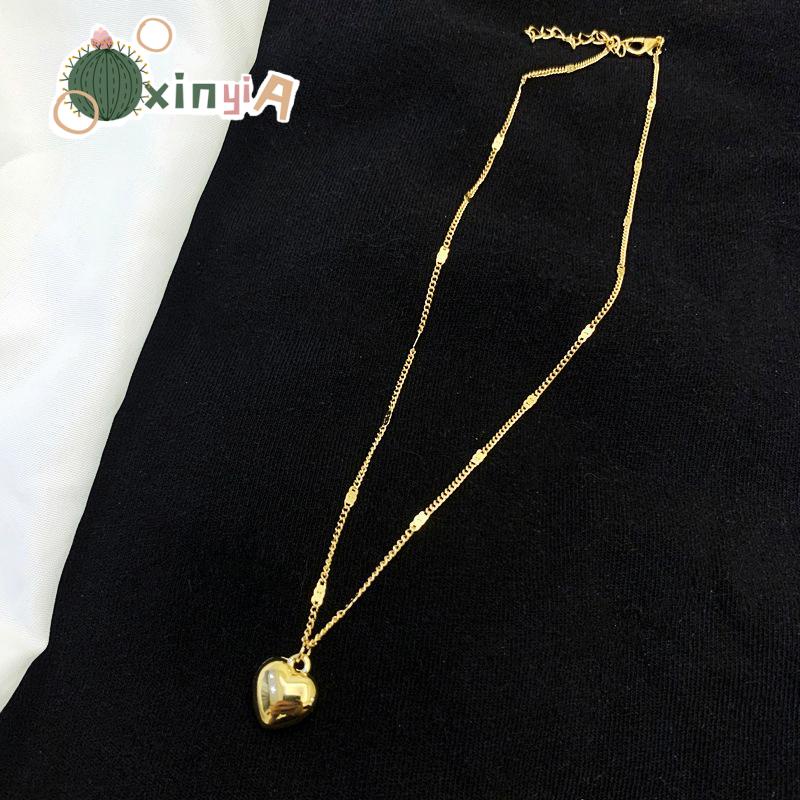 【XINYIA】24k สร้อยคอโซ่ ซาอุดิโกลด์ จี้รูปหัวใจ หรูหรา กระดูกไหปลาร้าโซ่บาง สําหรับผู้หญิง เรียบง่ายและหลากหลาย ของขวัญออกเดท