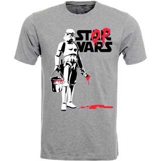 Stormtrouper เสื้อยืดลําลอง สําหรับผู้ชาย แขนสั้น คอกลม พิมพ์ลาย Banksy Stop Wars Star Wars Parody Polictical สีเทา ขน