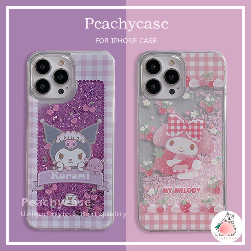เคสโทรศัพท์มือถือ PC แบบแข็ง กันกระแทก ลายการ์ตูนเชอร์รี่ สตรอเบอร์รี่ แวววาว สําหรับ iPhone 15 14 13 12 Pro Max 11 Xr 8plus 6 8 7 Plus Xs Max X