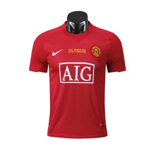 เสื้อกีฬาแขนสั้น ลายทีมชาติฟุตบอล MU Home Champions League Final Retro Jersey 2007-08 สไตล์วินเทจ