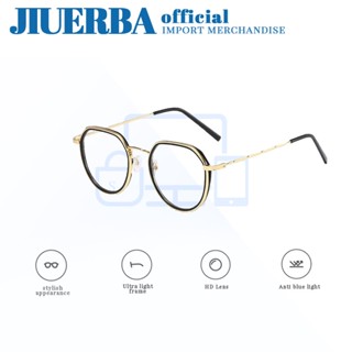 JIUERBA แว่นตาสายตาสั้น ทรงกลม ป้องกันรังสียูวี สไตล์วินเทจ นําเข้า ป้องกันแสงสีฟ้า แฟชั่นสําหรับผู้ชาย และผู้หญิง