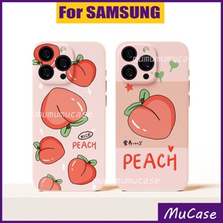 เคสน่ารัก Samsung Note A02 A02S A03S A12 M12 A20 A30 A30S A50 A32 A51 A52 A52S A71 10 Plus 4G 5G Lite เคส ลูกพีช สีชมพู ลายการ์ตูน กันกระแทก ซิลิโคน