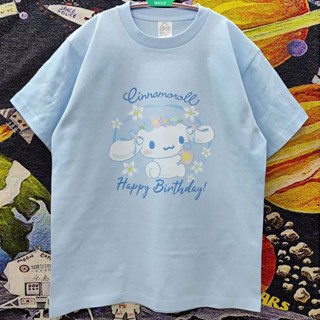 เสื้อยืดแขนสั้นลําลอง พิมพ์ลายการ์ตูน Cinnamoroll Sanrio ขนาดใหญ่ สไตล์ญี่ปุ่น สําหรับผู้หญิง 2023