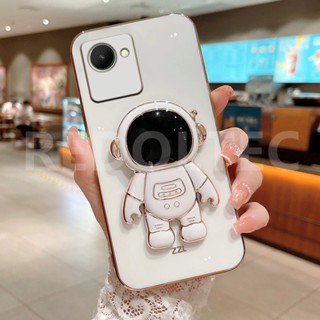 เคสโทรศัพท์มือถือ ซิลิโคนนิ่ม ลายนักบินอวกาศ 6D พร้อมขาตั้ง สําหรับ Realme C30 C30S C31