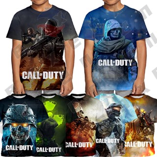 เสื้อยืดแขนสั้น คอกลม พิมพ์ลายตัวอักษร Call of Duty แฟชั่นฤดูร้อน สําหรับเด็กผู้ชาย อายุ 3-13 ปี