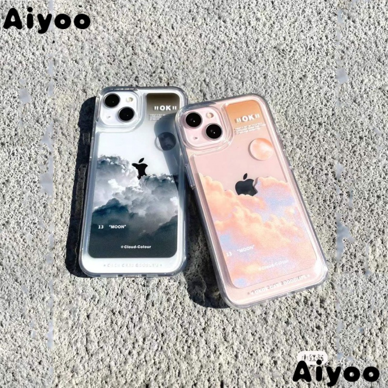 ใหม่ เคสโทรศัพท์มือถือแบบนิ่ม ไล่โทนสี ลายก้อนเมฆ สําหรับ iPhone 14 13promax 12 11 xs 8p ICQ0