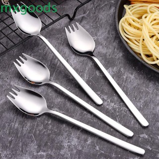 Mxgoods Spork ไอศครีมปิคนิคด้ามยาวสแตนเลสช้อนขนมอาหารเย็นใช้ซ้ําได้