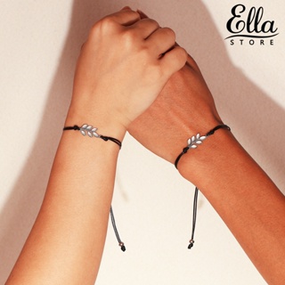 Ellastore123 สร้อยข้อมือเรืองแสง รูปใบไม้ แฮนด์เมด ปรับได้ สีฟ้า เครื่องประดับ 2 ชิ้น