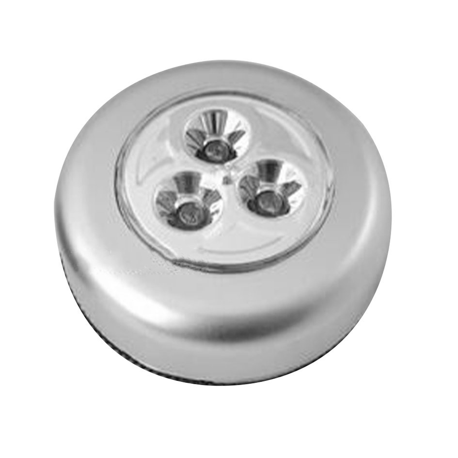 3 LED Night Light Touch Control Round Lights Cabinet Closet Push Stick On Lamp