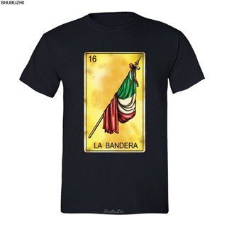 [S-5XL] เสื้อยืดแขนสั้นลําลอง พิมพ์ลายธงชาติเม็กซิกัน La Bandera Loteria 16 สีดํา