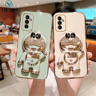 เคสโทรศัพท์มือถือ ซิลิโคนนุ่ม ลายการ์ตูนโดราเอมอน พร้อมขาตั้งพับได้ สําหรับ Samsung Galaxy A04S A04 A04E A03S A03 Core A02S