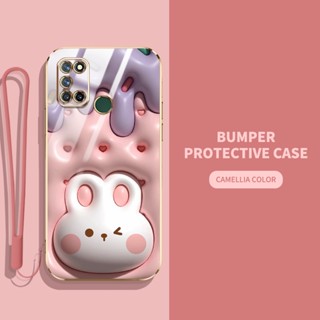 เคสโทรศัพท์มือถือ ลายสัตว์ และพืชน่ารัก 3D พร้อมสายคล้อง สําหรับ OPPO Realme 7i Realme C17