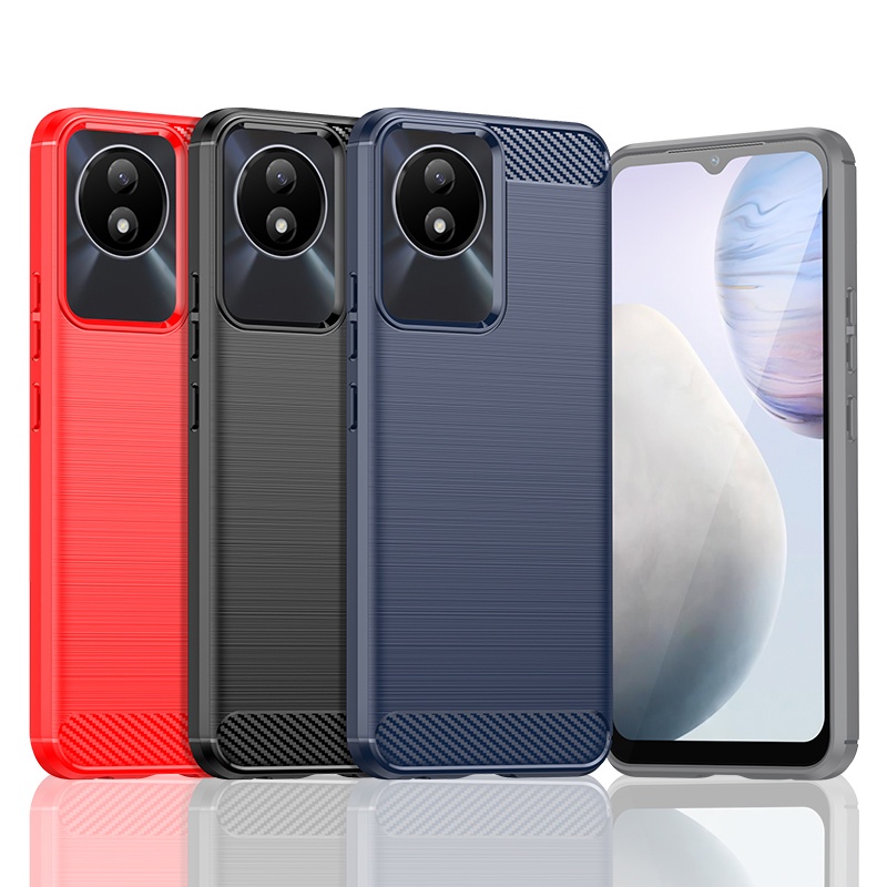 สําหรับ Vivo Y02 Y02a Y02t Ultra Slim Brushed Texture กันกระแทก Soft TPU Case Cover