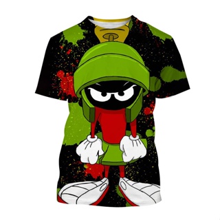 เสื้อยืดแขนสั้นลําลอง คอกลม พิมพ์ลาย Marvin the Martian 3 มิติ แฟชั่นฤดูร้อน สําหรับผู้ชาย