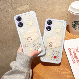 ใหม่ พร้อมส่ง เคสโทรศัพท์มือถือ ซิลิโคนนิ่ม ใส ลายหมีแฮปปี้น่ารัก สําหรับ OPPO A38 4G 2023 A384G