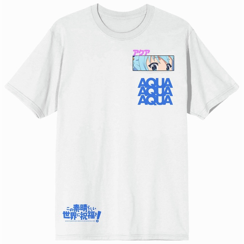 [S-5XL]Konosuba - เสื้อยืด Aqua Eyes - Crunchyroll Exclusiv เสื้อผ้าคู่รักชายหญิง