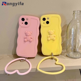 เคสโทรศัพท์มือถือ TPU แบบนิ่ม ลายหมีสีชมพู มีสายคล้อง สําหรับ Samsung Galaxy A03 Core A02 A02S A01 M02S M02 M01 M30S M31 M21 M21S M62 F62 F41 F23