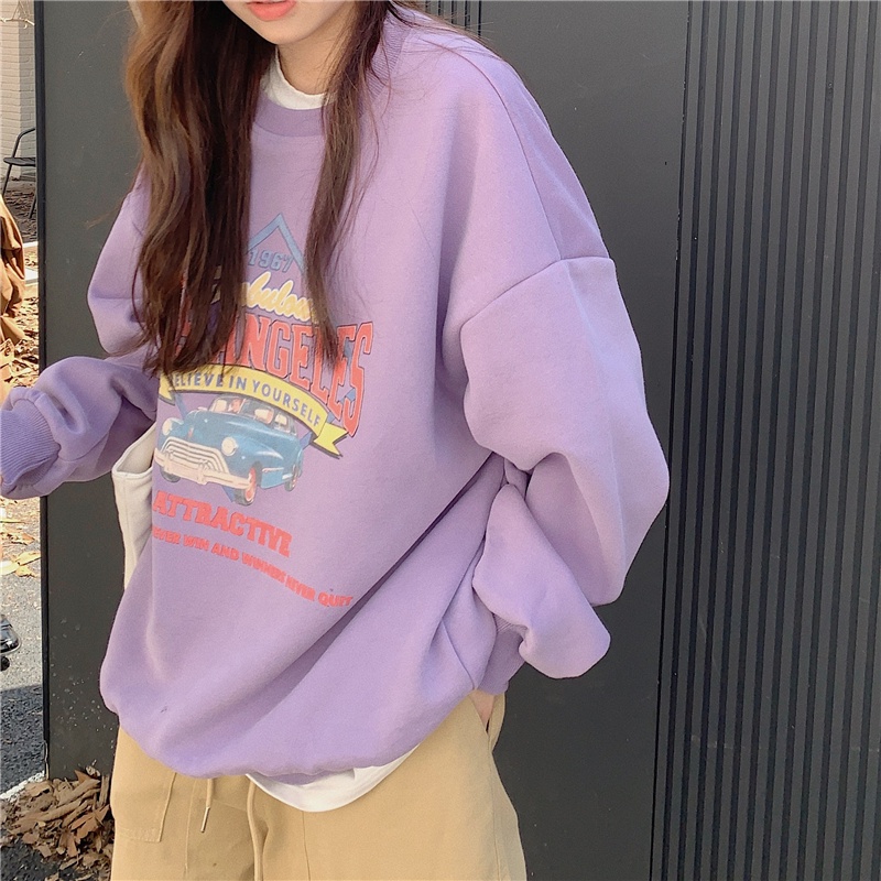 ส่งไวจากไทย TAYCEN เสื้อสเวตเตอร์ ลายพิมพ์ แขนยาว สไตล์เกาหลี โอเวอร์ไซซ์ สำหรับผู้หญิง
