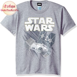 เสื้อยืดแขนสั้นเสื้อ ยืด ราคา ส่ง Star Wars Boys Big Zoom Space Logo Ship Graphic Tee men เสื้อ ยืด ผู้ชาย คอกลม โอเวอร