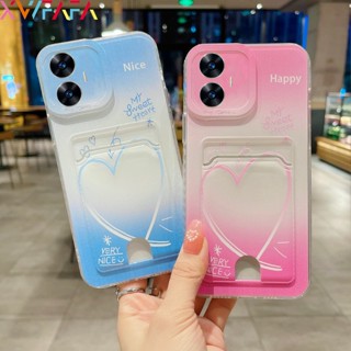 เคสโทรศัพท์มือถือนิ่ม แบบใส กันตก ลายหัวใจ พร้อมช่องใส่บัตร สําหรับ Realme C53 C55 C33 C31 C30 C30S Realme C21 C25 C20 C20A C11 C15 C12 C21Y C25Y