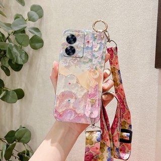 ใหม่ เคสโทรศัพท์มือถือนิ่ม ลายดอกซากุระ พร้อมสายคล้อง สะพายข้าง สําหรับ Realme C55